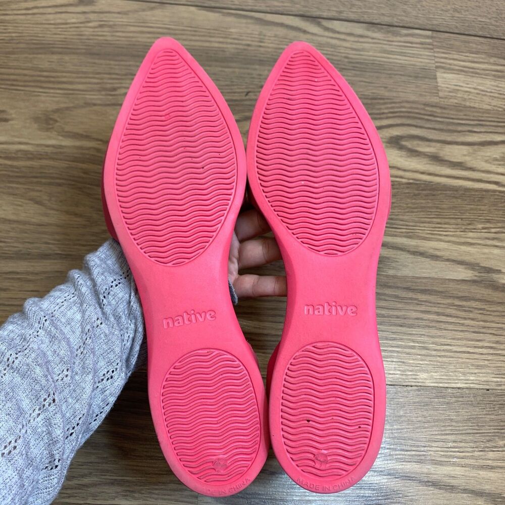 Native Sandals Classic Slip on Flats Pink Rubber Size 11 - Picture 7 of 8